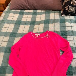 Women’s size large Bright Pink Long Sleeve Lilly Pulitzer Top with rhinestones